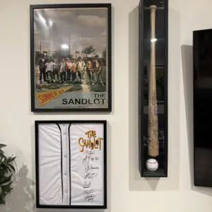 The Sandlot Cast Signed Bat, Ball, Jersey