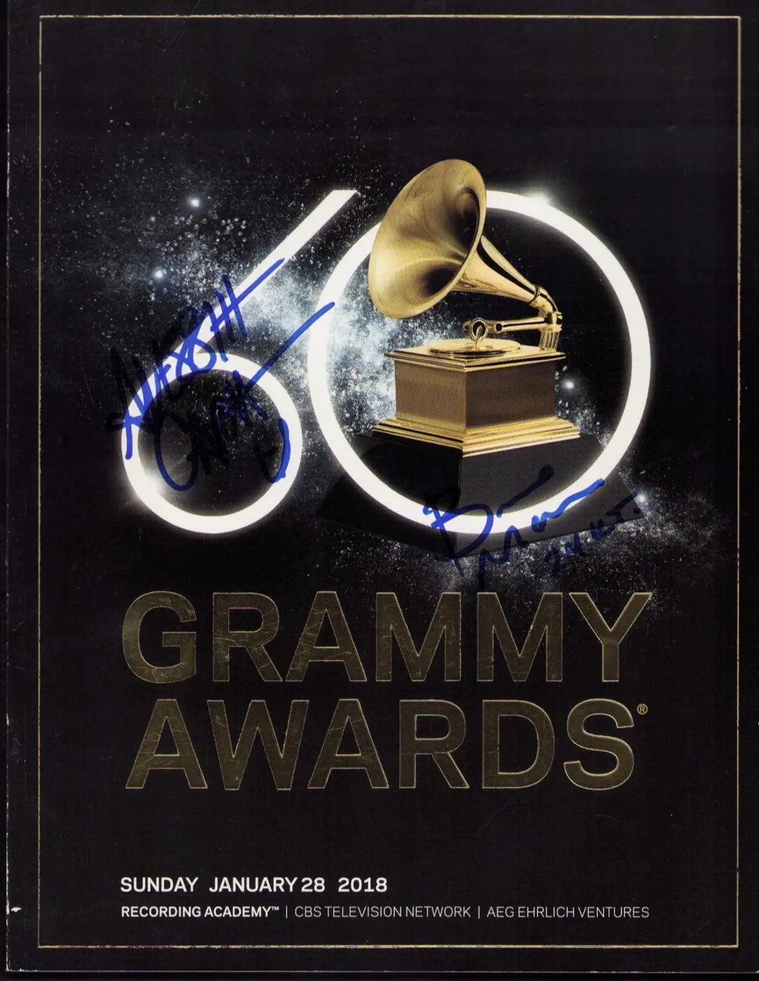 Bruno mars and allesia cara — Grammy magazine signed by Bruno mars and allesia cara